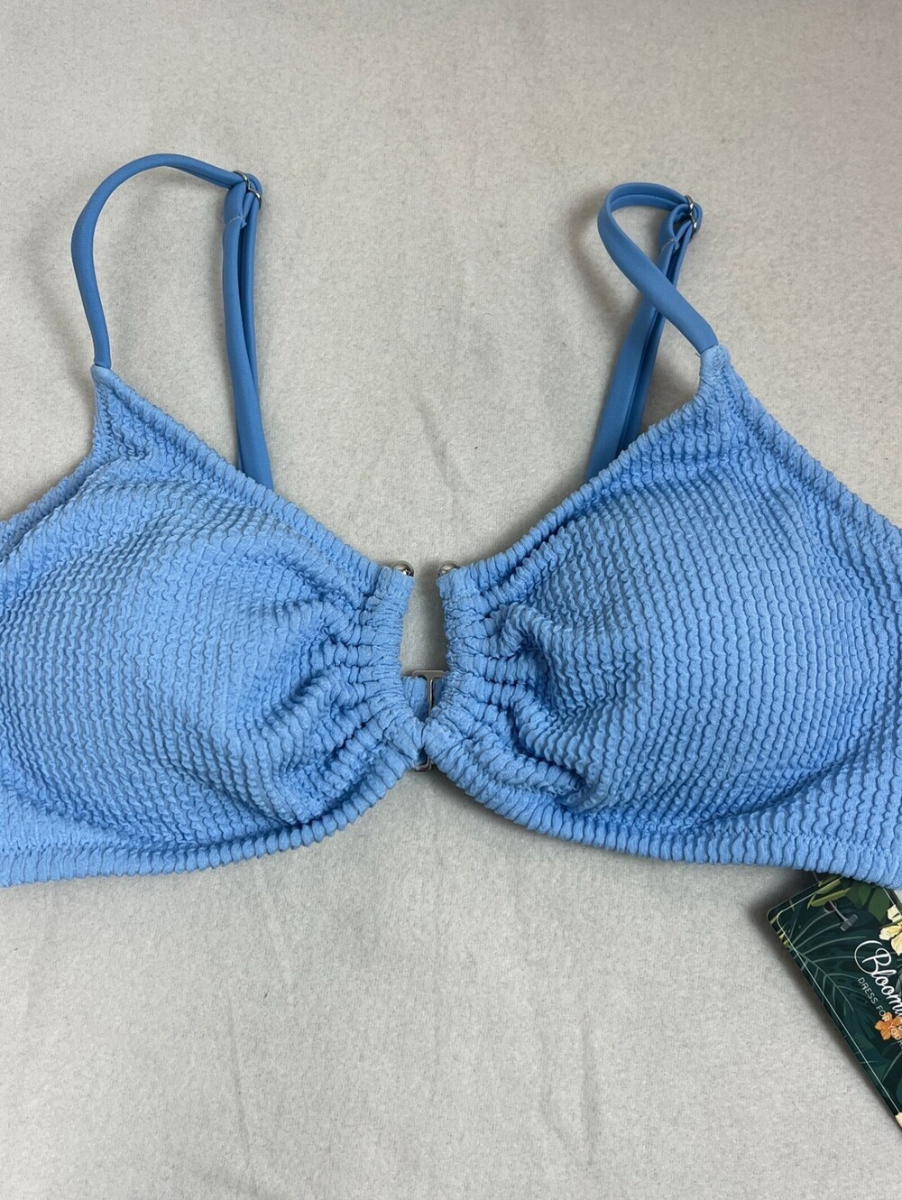 Blooming Jelly Women M Blue Textured U-Wire Bikini Top Adjustable NWT